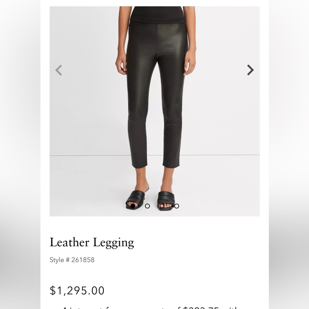 VINCE XL Greenish Brown Leather Leggings